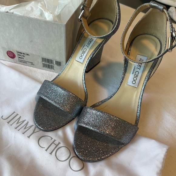 Jimmy Choo ankle strap glitter sandal | Edina 39.5 - Picture 8 of 11